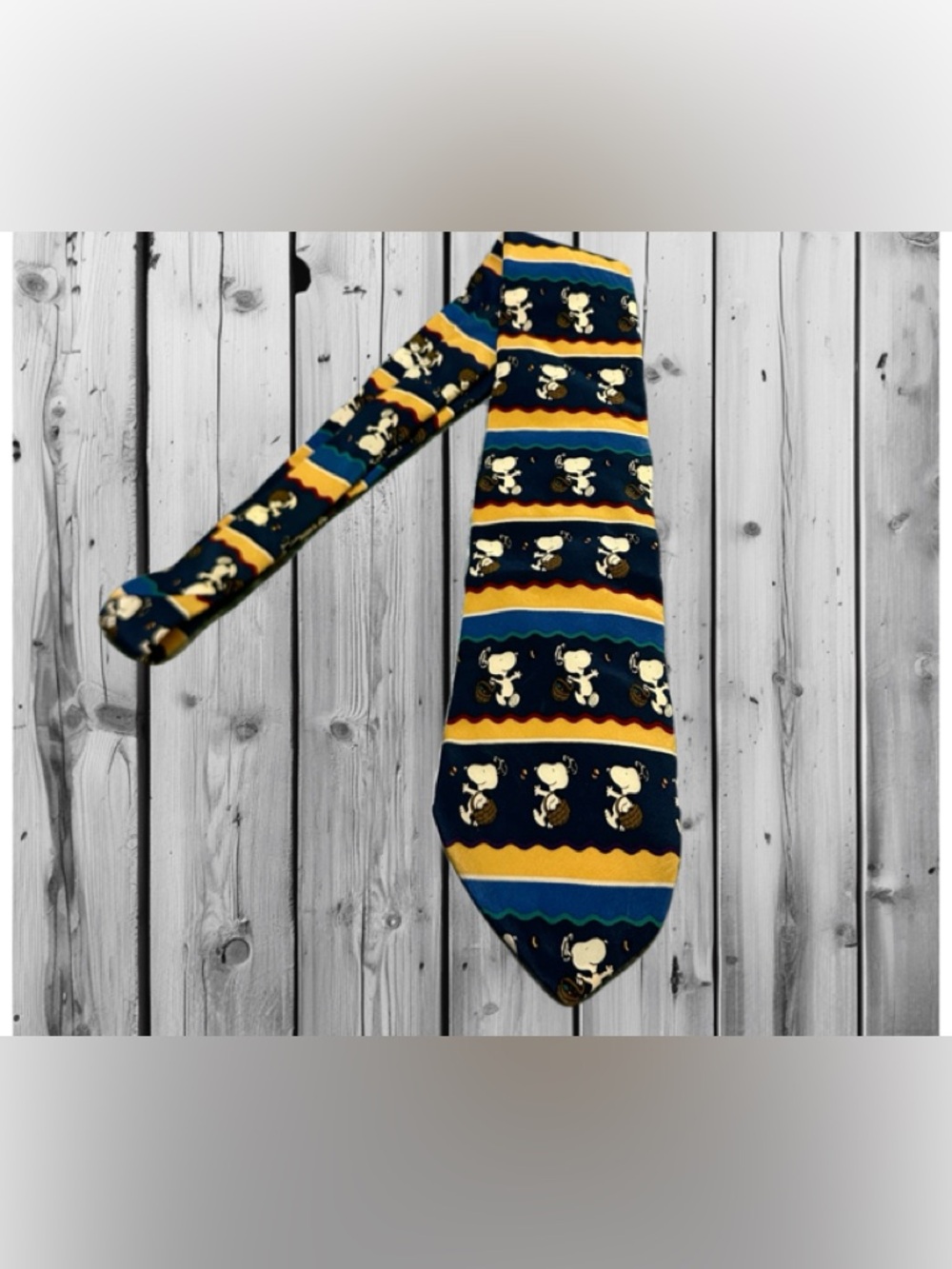 Peanuts Navy Blue Yellow Striped Snoopy Novelty Tie